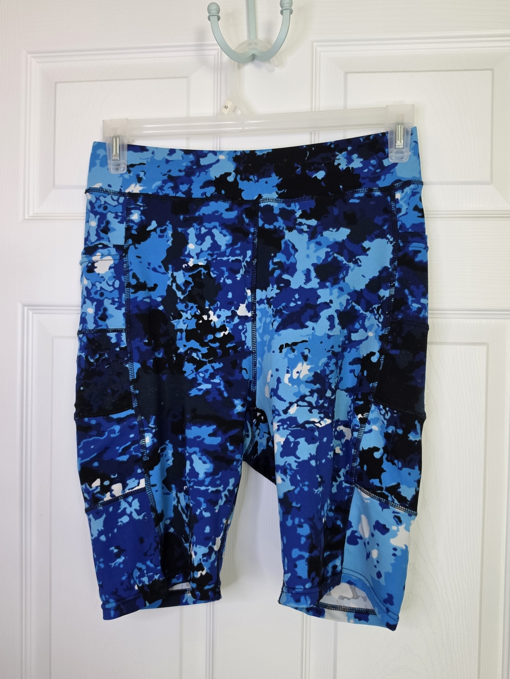 POP Fit Blue & Black Camouflage Bike Shorts